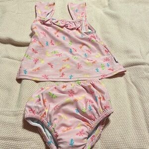 Green Sprouts 2pc Swimsuit with swim diaper 24 Months EUC